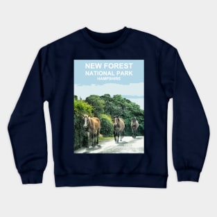 New Forest Ponies, National Park Hampshire England uk. Crewneck Sweatshirt